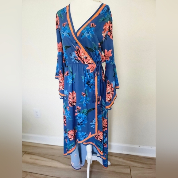 Flying Tomato Women's Floral Formal High-Low Wrap Summer Dress size Small. - Picture 4 of 14